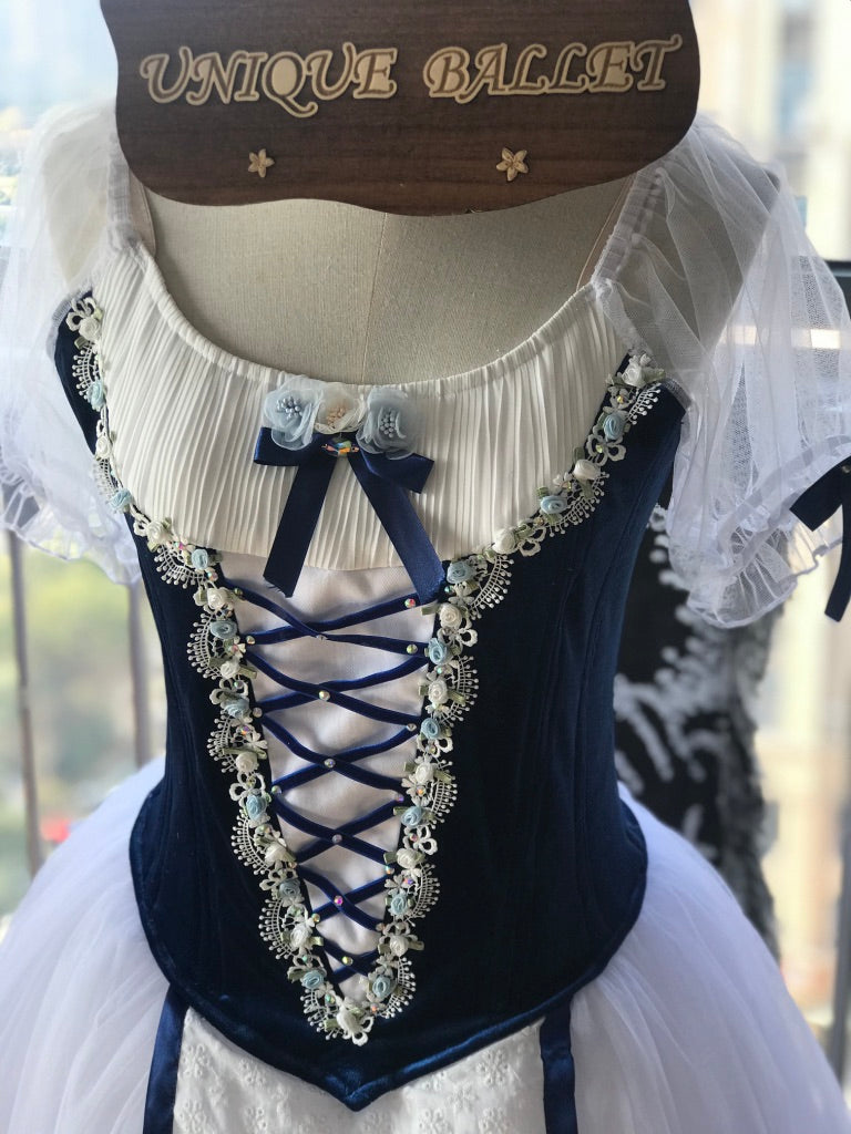 Professional Giselle Navy Blue Peasant Ballet Long Romantic Tutu Dress YAGP TuTu Costume With Hooks -YL-GSL01GDWDSLF