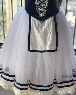 Professional Giselle Navy Blue Peasant Ballet Long Romantic Tutu Dress YAGP TuTu Costume With Hooks -YL-GSL01GDWDSLF
