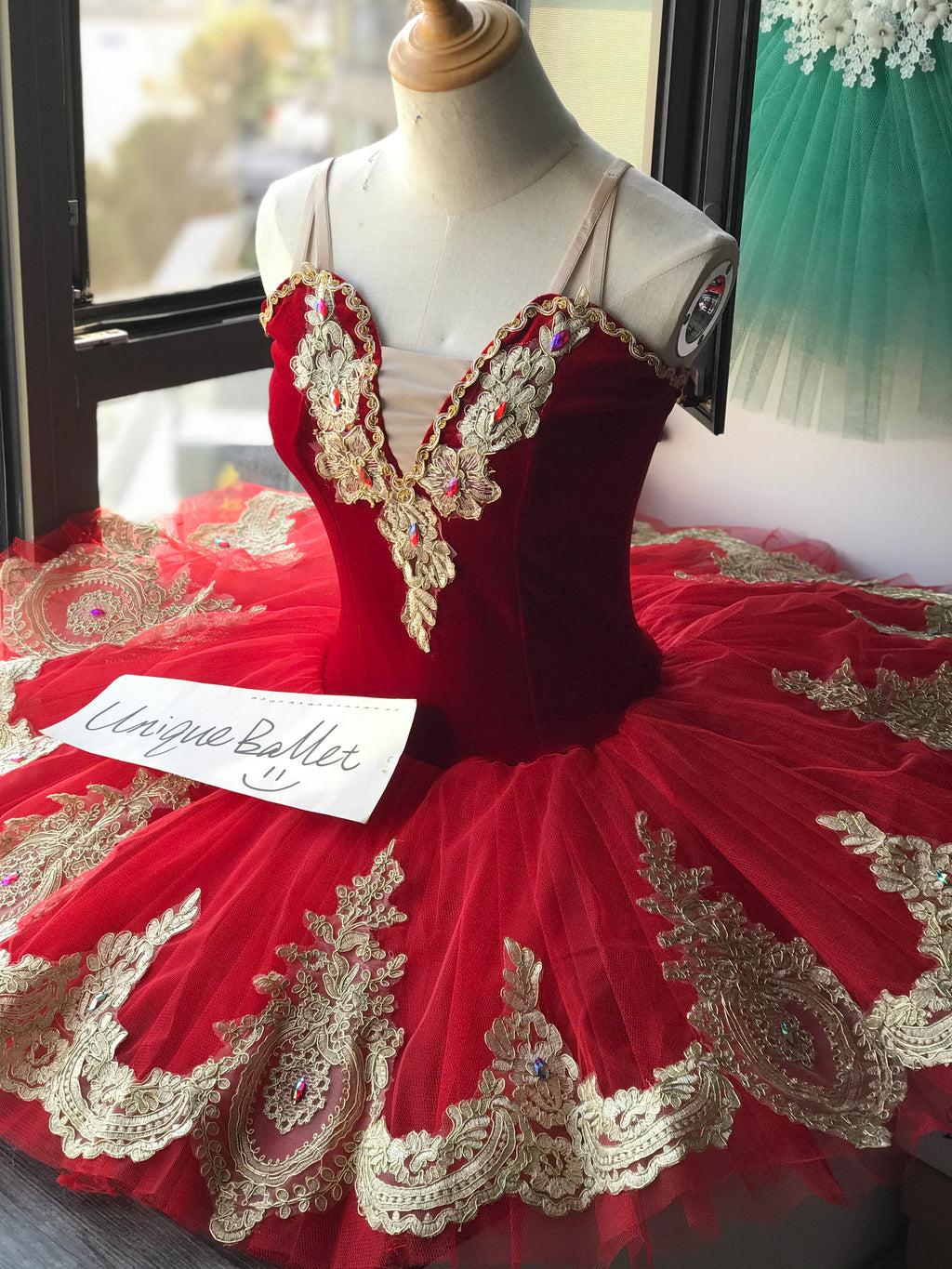 Cost-Effective Red Golden Trims Classic Ballet TuTu Costume 20201275