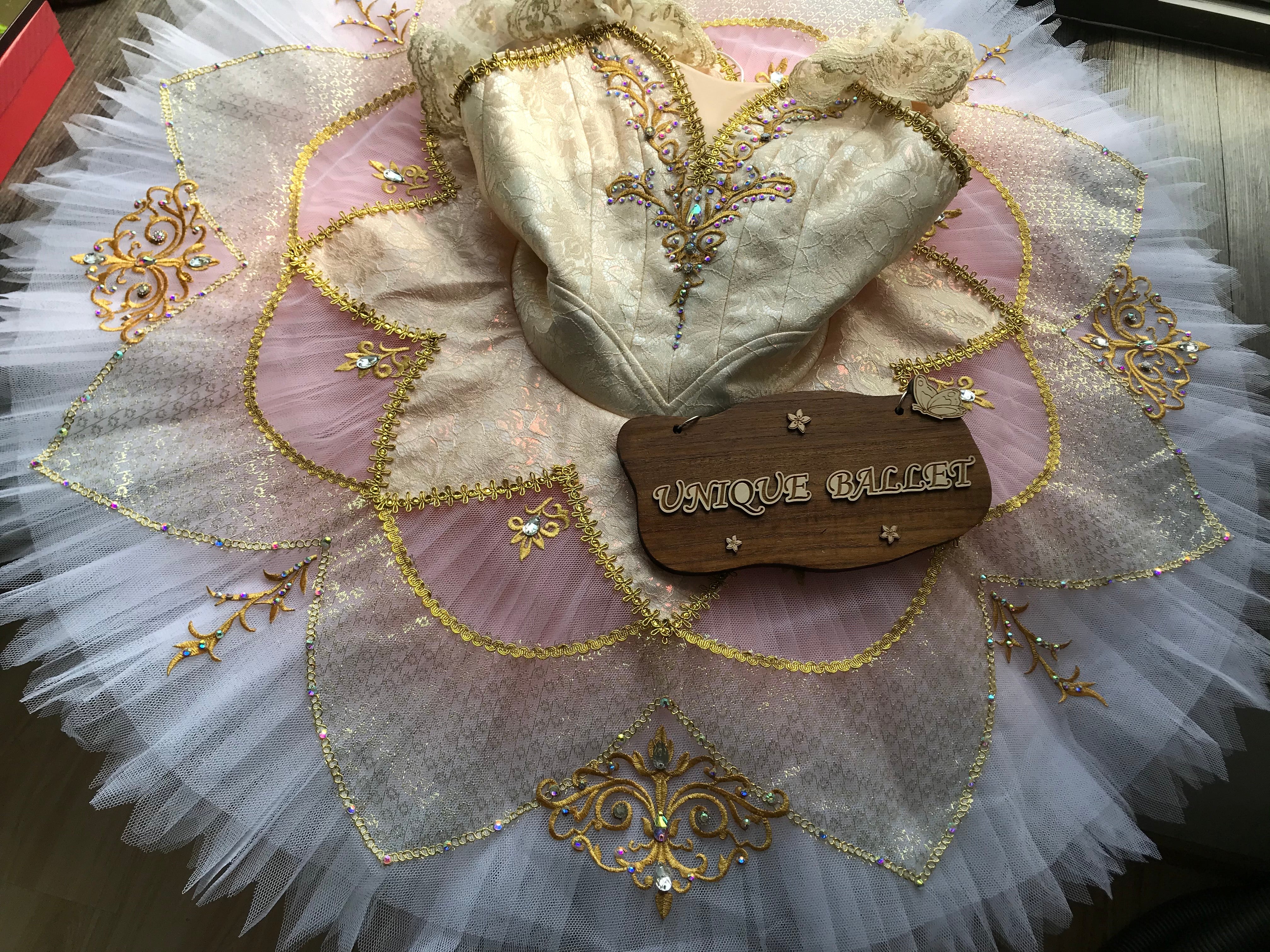 Professional ivory and Orange Pink Gradient Sugar Plum Fairy Classical Ballet Tutu Costume -DFSUGRORGGRD