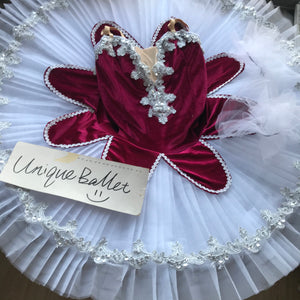 Wine Red Classic Velvet Flower Ballet TuTu Costume (Unprofessional)-5CWINEREDFLW