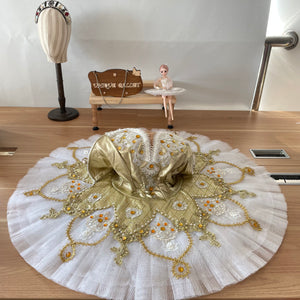 **Sample Discount** Professional Golden Paquita Sugar Plum Fairy Classical Ballet TuTu Costume Stage dancewear with hooks