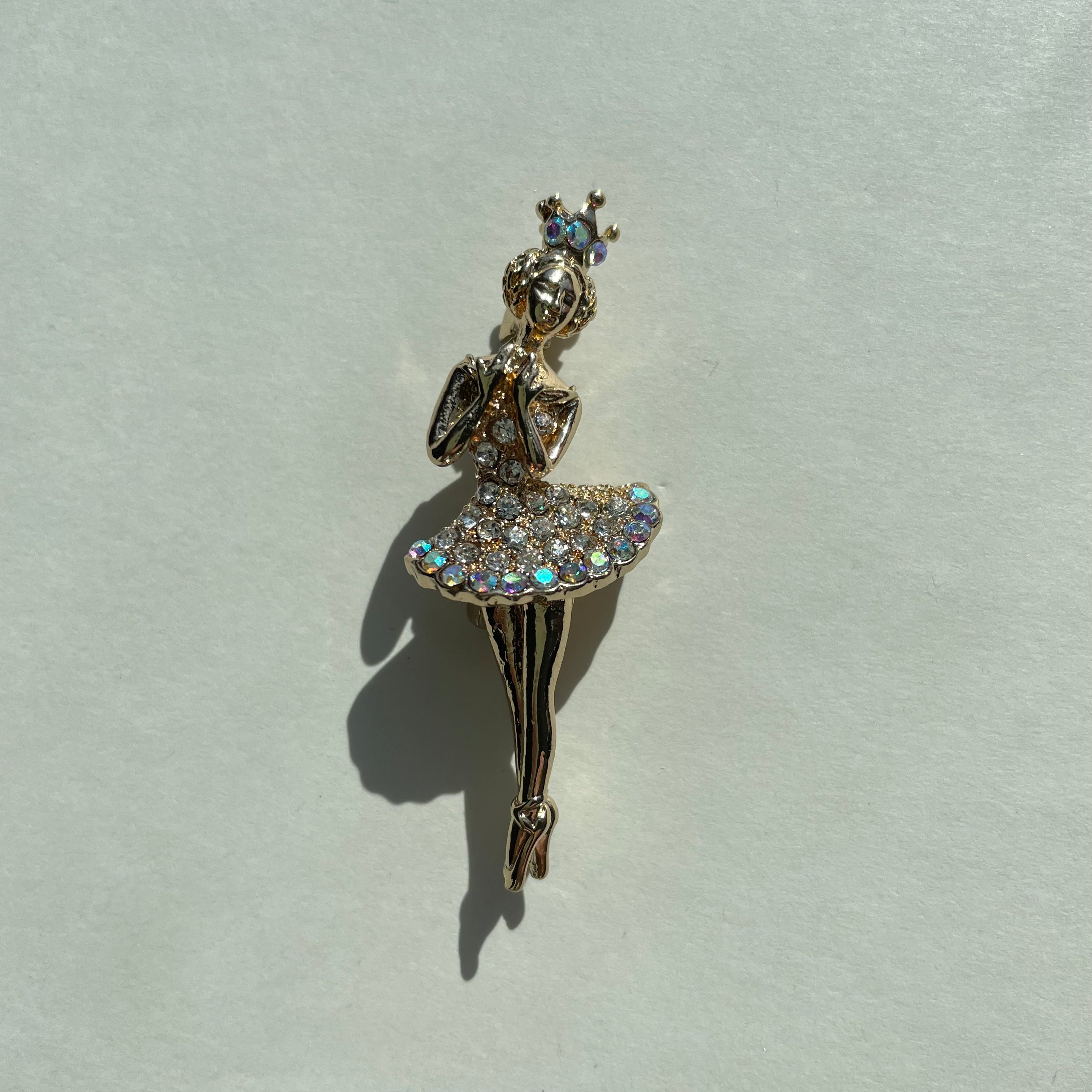 Dancing Ballet Girl Brooch with Rhinestone Skirt