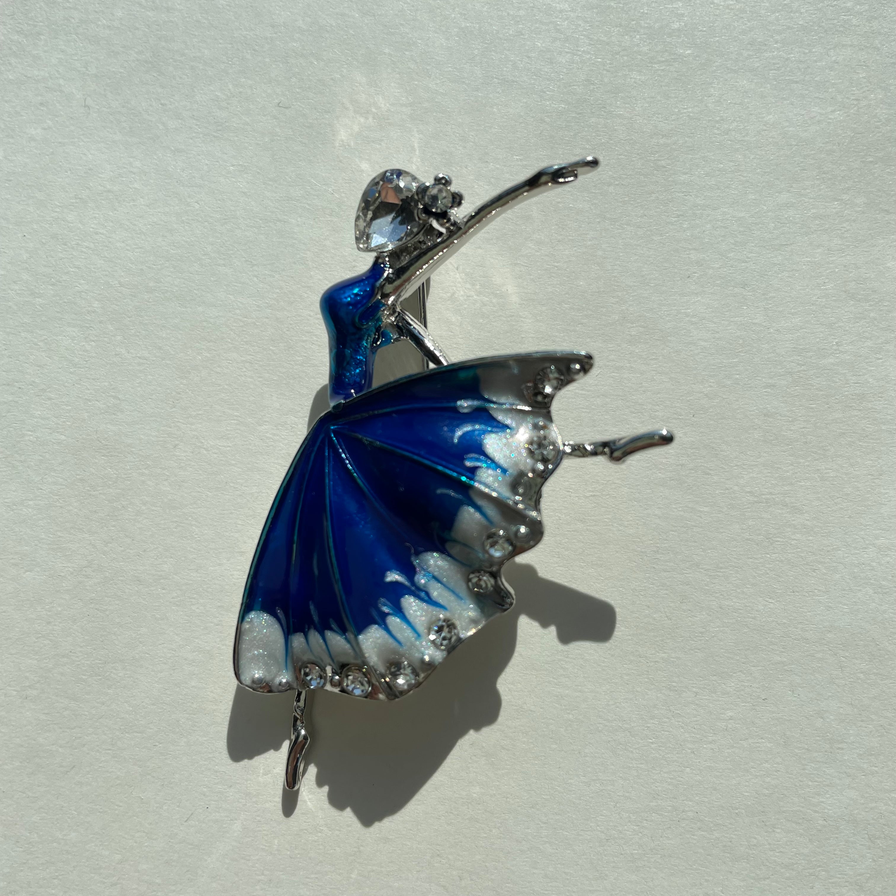 Dancing Ballet Girl Brooch Blue Butterfly