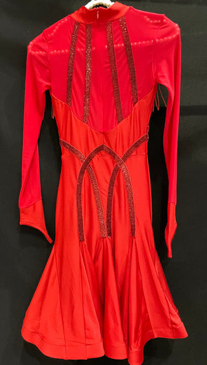 **Sample Discount ** Red Latin Dance Dress Costume
