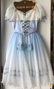 High-end 2 Pieces Professional Blue Gradient Giselle Peasant Ballet Long Romantic Tutu Dress YAGP TuTu Costume-HRGSLBLU