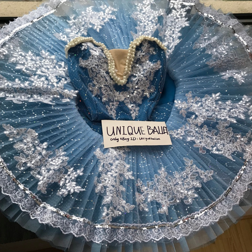 Sky Blue Sleeping Beauty Pearls Classic Ballet TuTu Costume (Unprofessional)-5CBLUPEARL