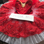 Red Velvet Classic Ballet Platter TuTu Costume Stage Dancewear (Unprofessional)-5CREDVEL