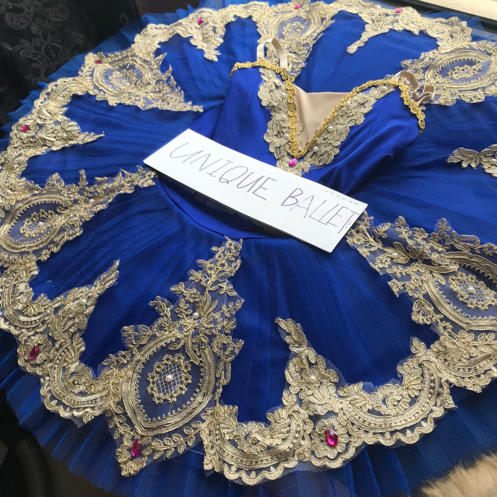 Royal Blue Golden Trims Classic Ballet TuTu Costume ((Unprofessional)-5CROYBLUMEIZUAN