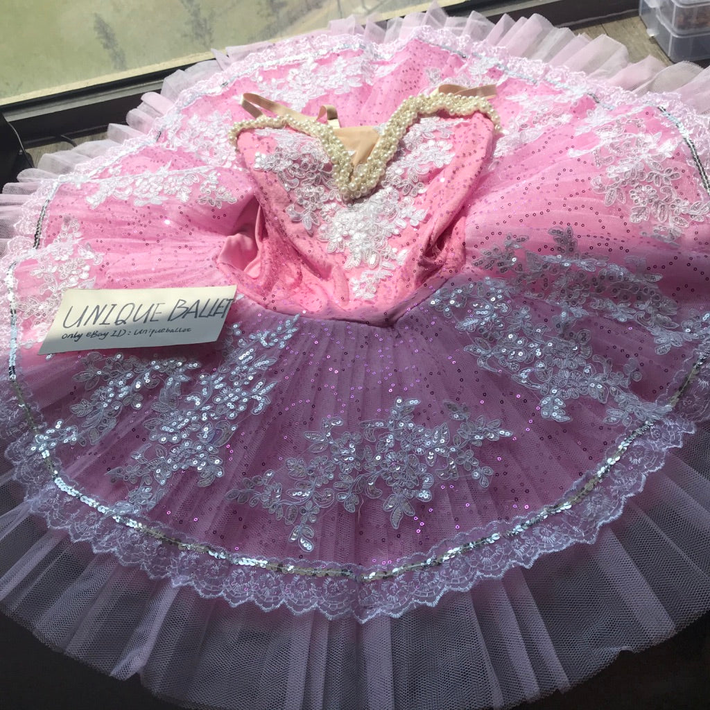 Pink Sleeping Beauty Pearls Classic Ballet TuTu Costume (Unprofessional)-5CPNKPEARL