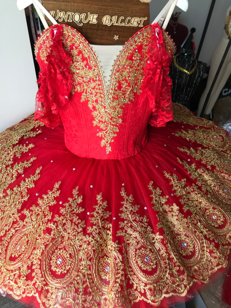 **Sample Discount** Professional Paquita Sleeping Beauty Temperament Fairy Red Classical Ballet Platter TuTu Costume YAGP Stage Costume With Hooks