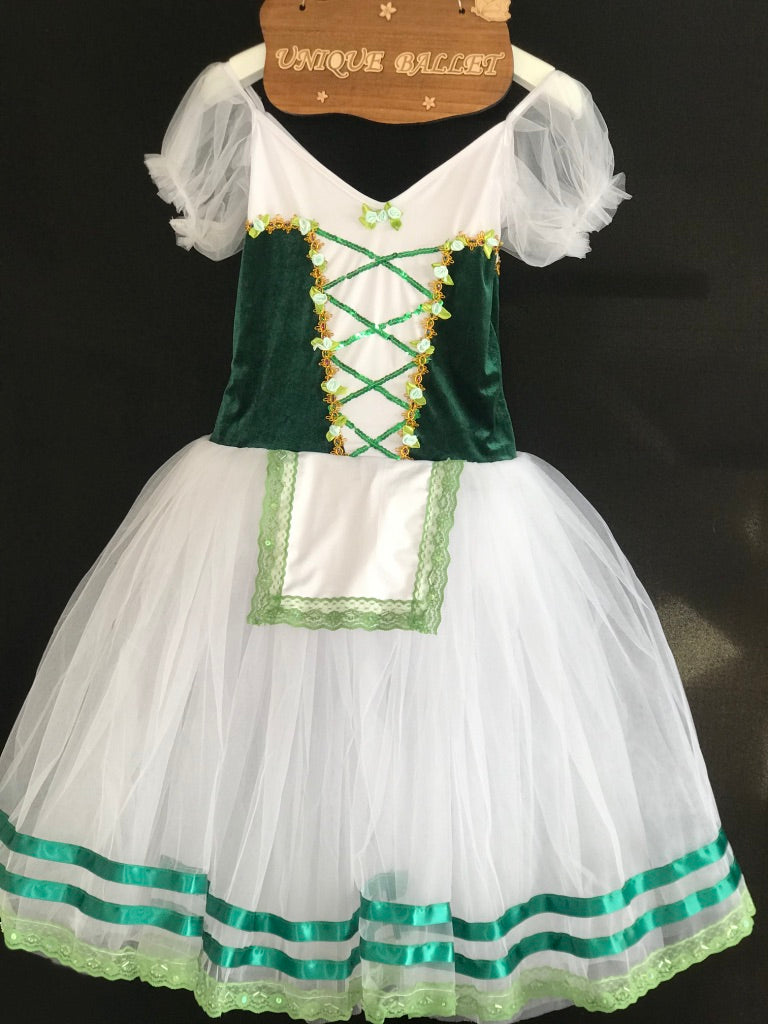 Green Romantic Giselle Peasant Ballet Long Dress Tutu - 5C-RGSLGRN