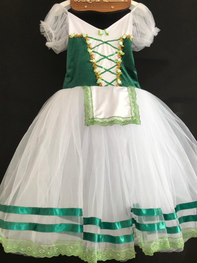 Green Romantic Giselle Peasant Ballet Long Dress Tutu - 5C-RGSLGRN