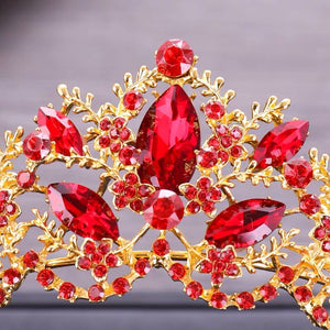 Red Golden Tiara Headpiece Crown
