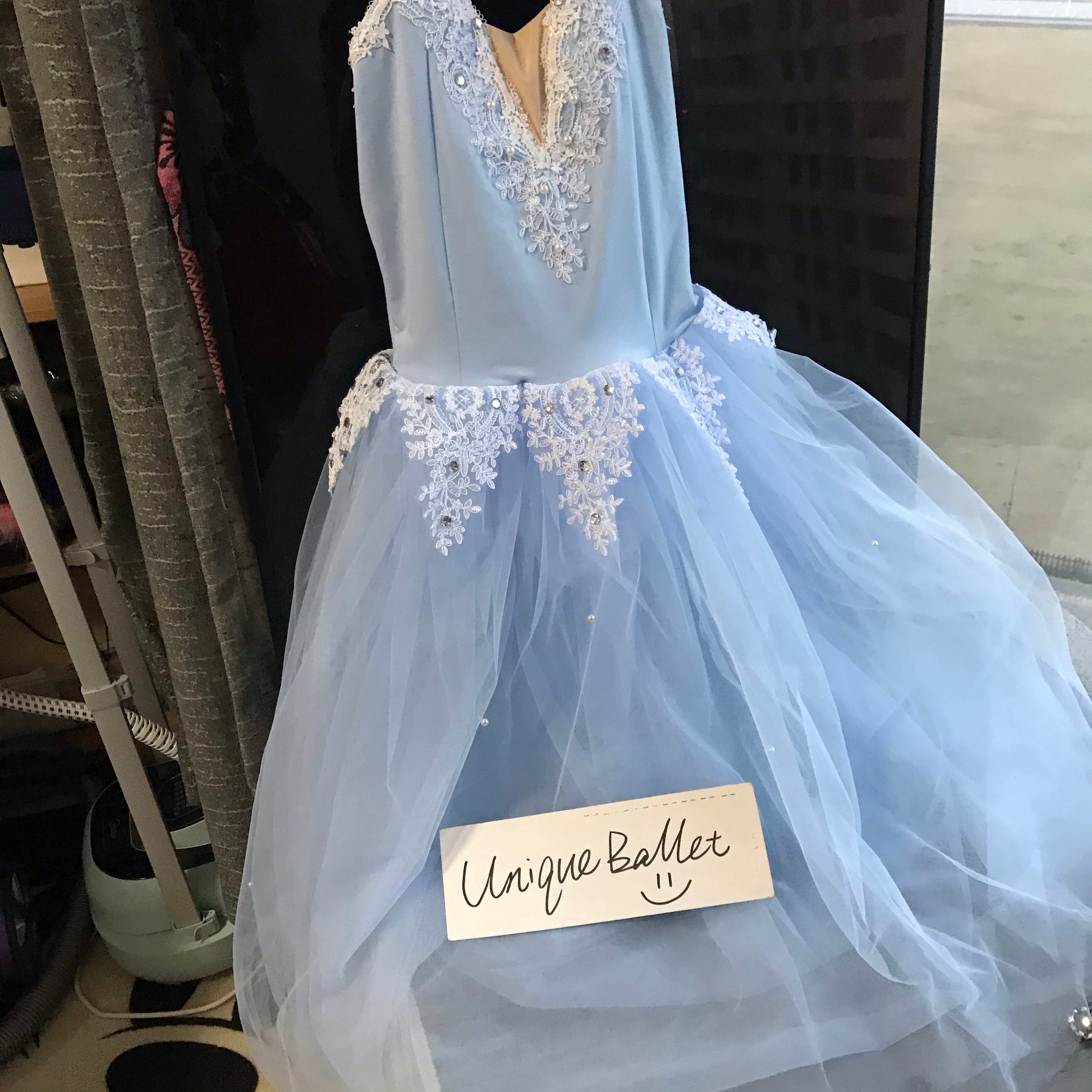 Light Blue Ice Queen Nutcracker Romantic Snow flakes Ballet Long Tutu Dress