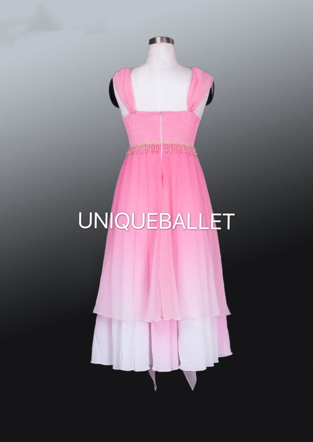Lyrical Pink Gradient Ballet Tutu Costume Le Corsaire Pas de Deux Stage Costume Long Dress -QRLECOSRPNK