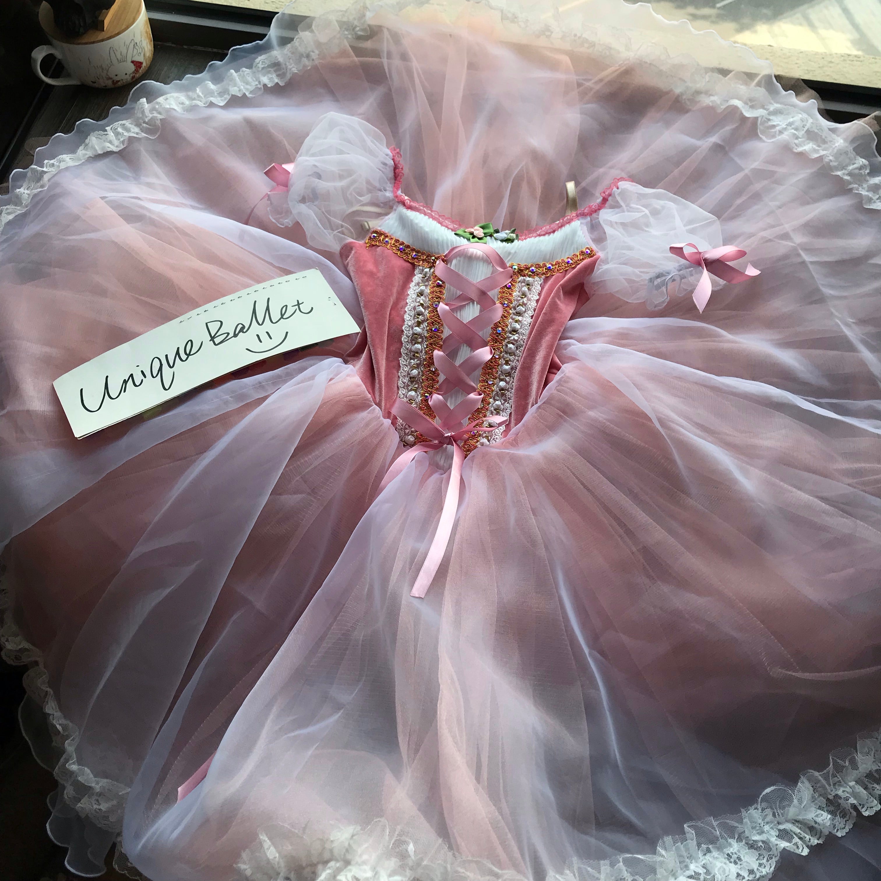 Giselle Romantic Ballet TuTu Costume Peach Pink La Fille Mal Gardée Long Ballet Dress-YL-RGSL02OGZPECH