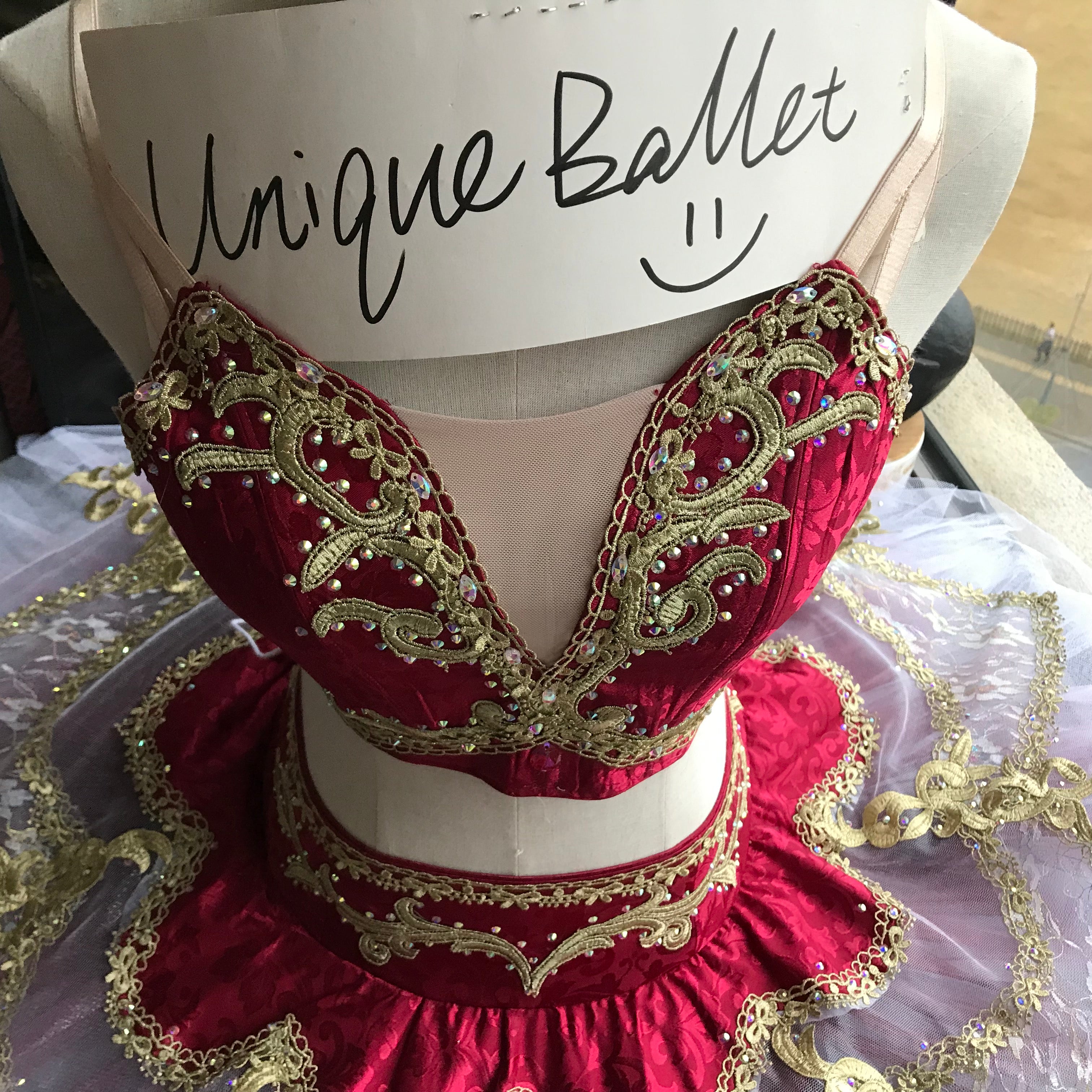 Professional Odalisque Le Corsaire 2 Pieces Red Burgundy Classic Ballet TuTu Costume With Hooks