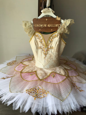 **Sample Discount**Professional ivory and Orange Pink Gradient Sugar Plum Fairy Classical Ballet Tutu Costume