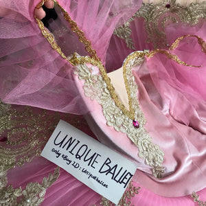 Pink Sleeping Beauty Princess Golden Trims Classic Ballet TuTu Costume (Unprofessional)-5CPNKMEIZUAN