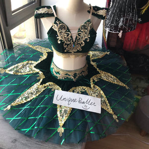 **Sample Discount** Size AM- Professional Esmeralda Odalisque Le Corsaire 2 Pieces Green Classic Ballet TuTu Costume Pullover Style