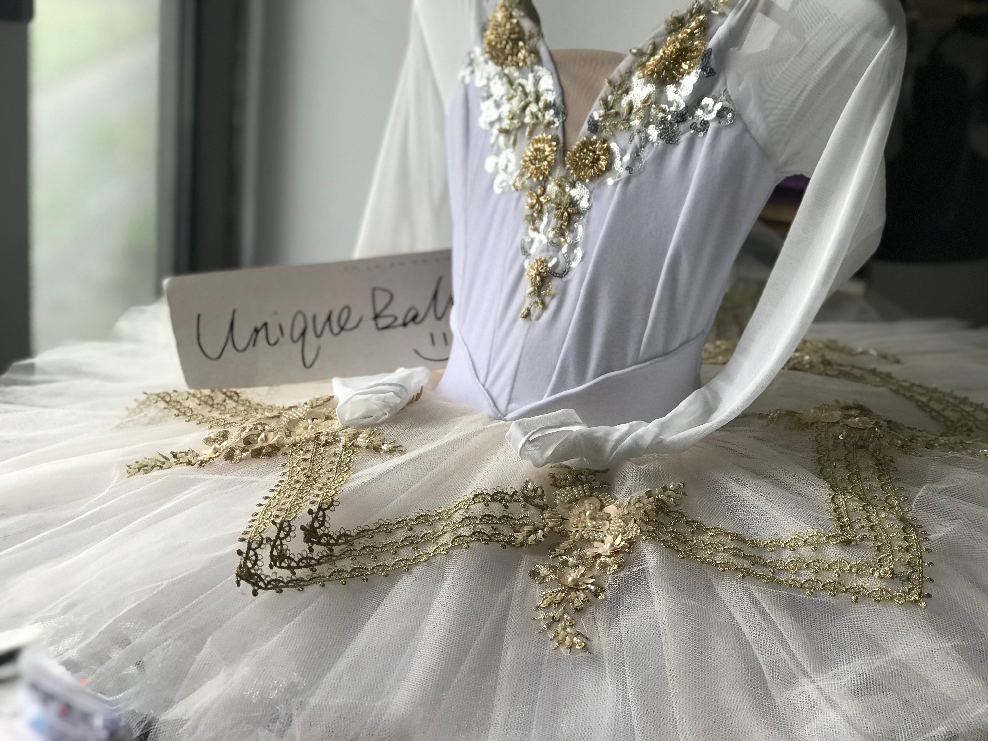 Professional Raymonda Ballet Costume Pull-On Style Ivory Long Sleeves Champagne Classical Ballet Costume Platter Tutu Ballet Stage Costume