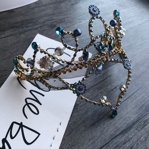 Professional YAGP Handmade Le Corsaire Tiara Blue Bird Princess Golden Crown Headpiece