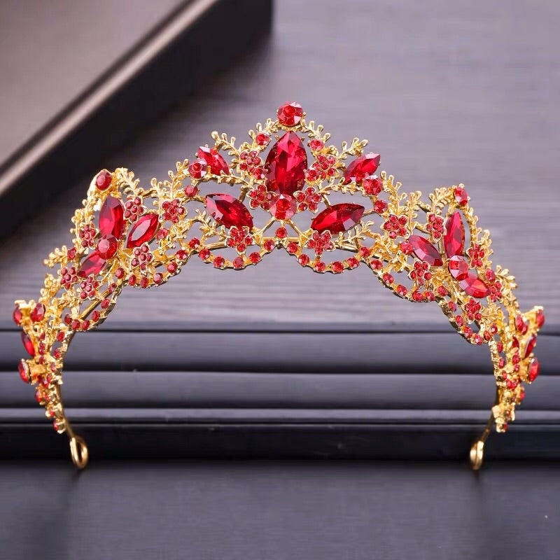 Red Golden Tiara Headpiece Crown