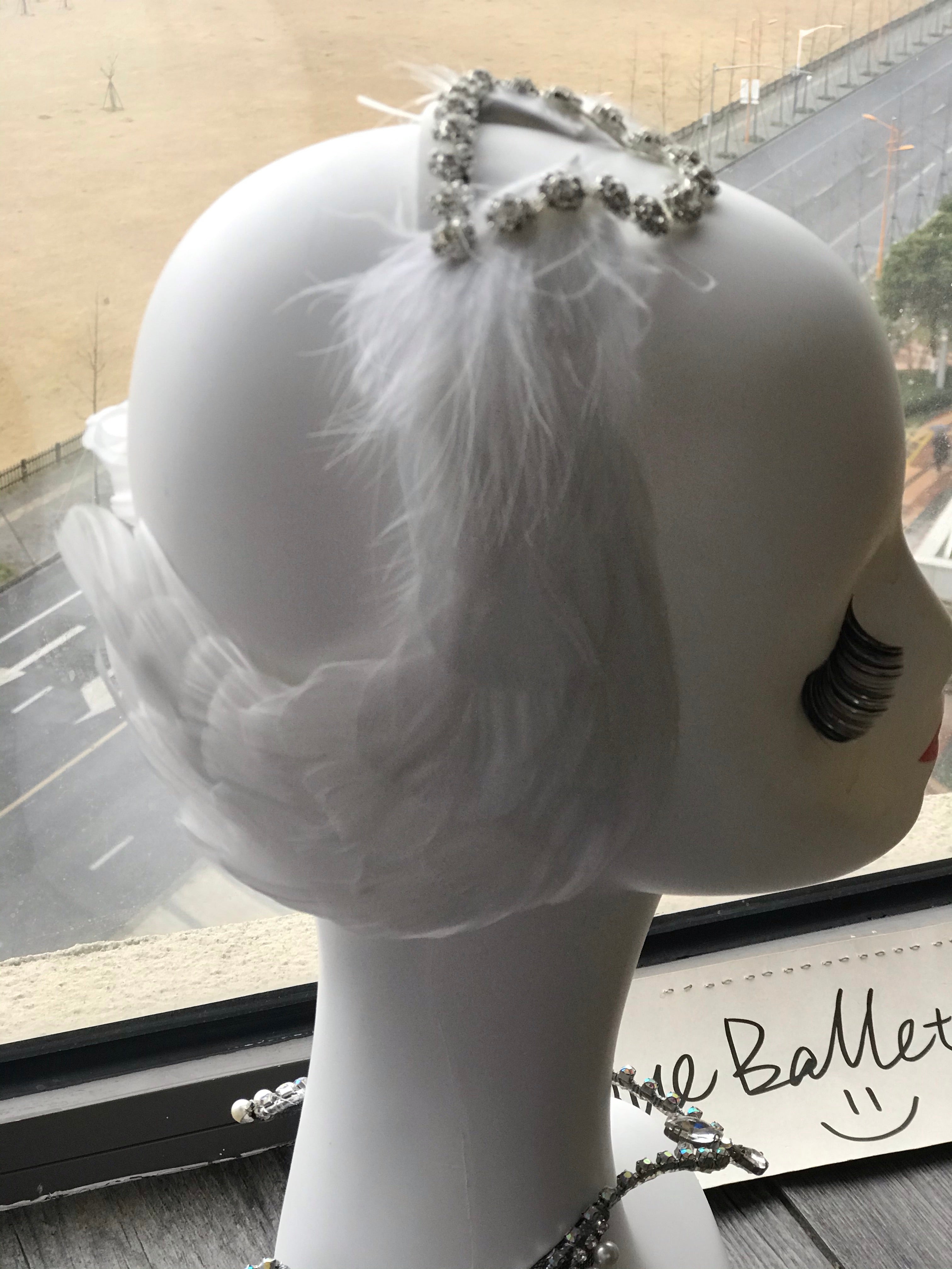 Swan Lake Ballet Feather Tiara White Swan Odette Одета Headpiece HPTBSWNLKCHNWHT