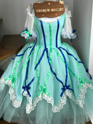 Professional Coppelia Mint Blue Ribbons Romantic Ballet TuTu Long Tutu Dress Theater Costume-YL-RCOPLIAMINT