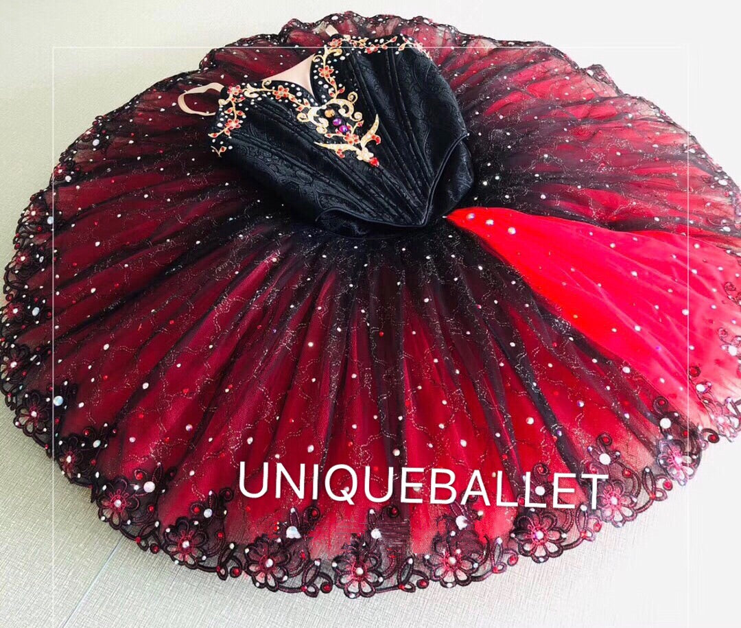 High-end French Style Professional Black Red Don Quixote Classical Ballet TuTu Costume Stage Tutu YAGP