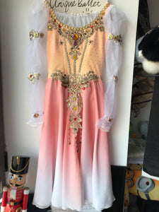 Swan Lake Pas De Troid Variation Act 1 Professional Peach Long Romantic Ballet TuTu Long Tutu Dress Costume-QRSWNLNGSLVPECH