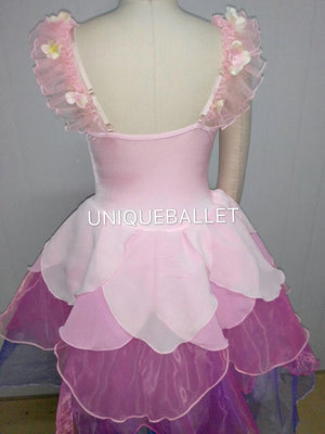Nutcracker Waltz of the flowers Long Romantic Pull On Style Ballet Corps TuTu Costume- YL-RNUT3DFLWPTLPNK