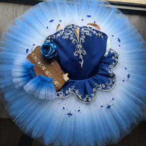 Professional Princess Florine Blue Bird Gradient Classic Ballet Costume Stage Platter Tutu YAGP Costume With Hooks