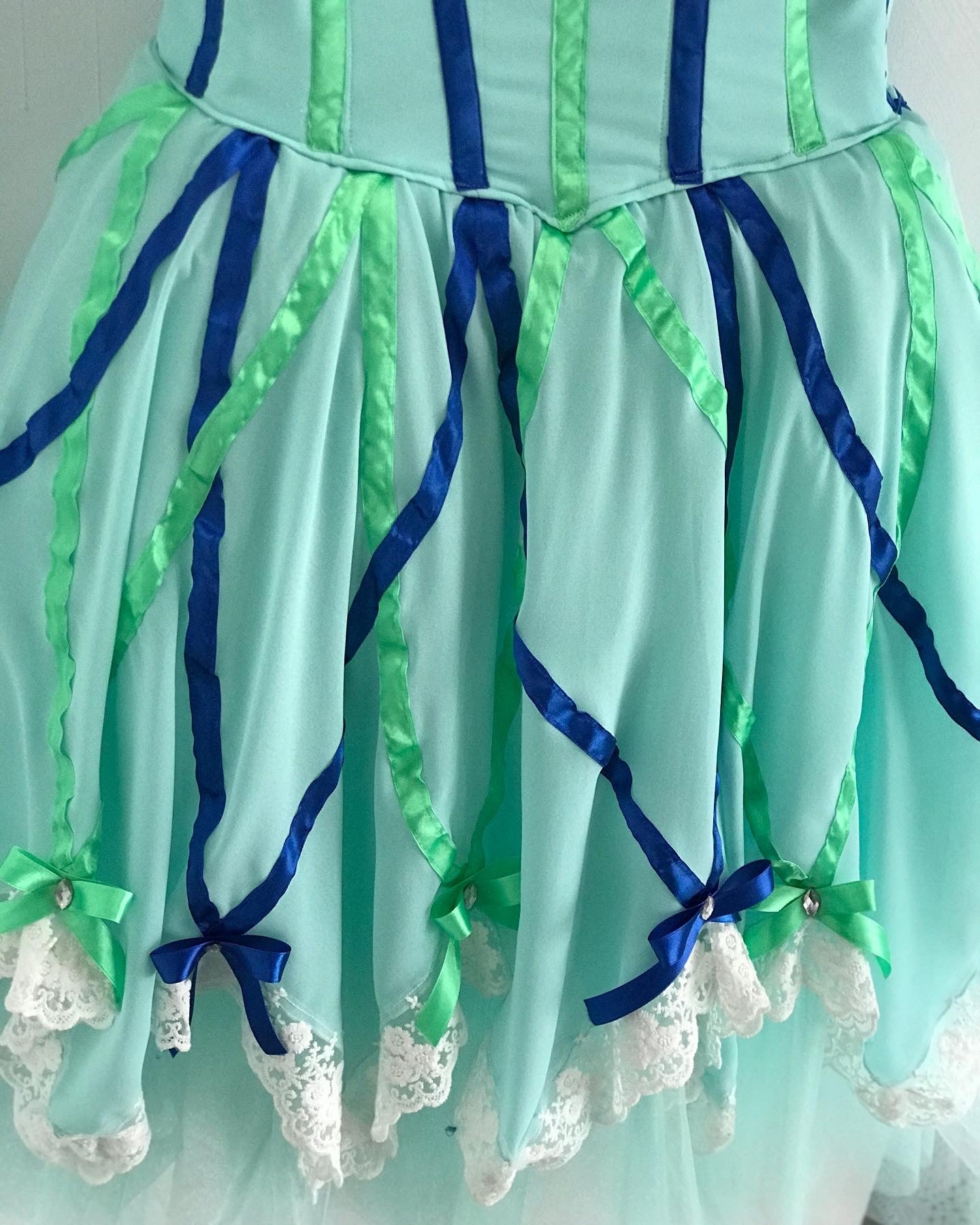 Professional Coppelia Mint Blue Ribbons Romantic Ballet TuTu Long Tutu Dress Theater Costume-YL-RCOPLIAMINT