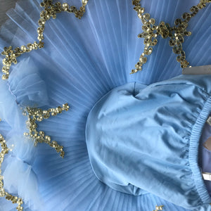 Light Blue Golden Trims Classic Ballet TuTu Platter Costume (Unprofessional)-5CLGTBLUGLDTRI