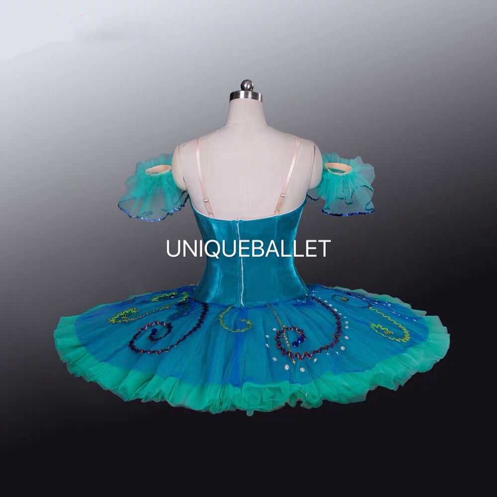Professional Blue Green Ballet Costume Blue Bird Princess Florine La Esmeralda Ballet Stage Costume Classical Platter Tutu YAGP Dance wear