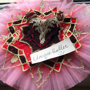 Professional Red Black Lace Golden Trims La Esmeralda Jewelry Fairy Classical Ballet TuTu Costume