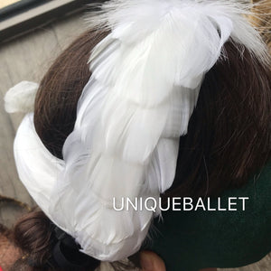 Swanlake Ballet Feather Tiara White Swan Headpiece HPTBSWNLKPERLWHT