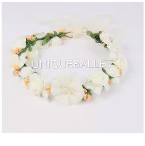 Flower Ballet Tiara HeadPiece Floral White Wreath