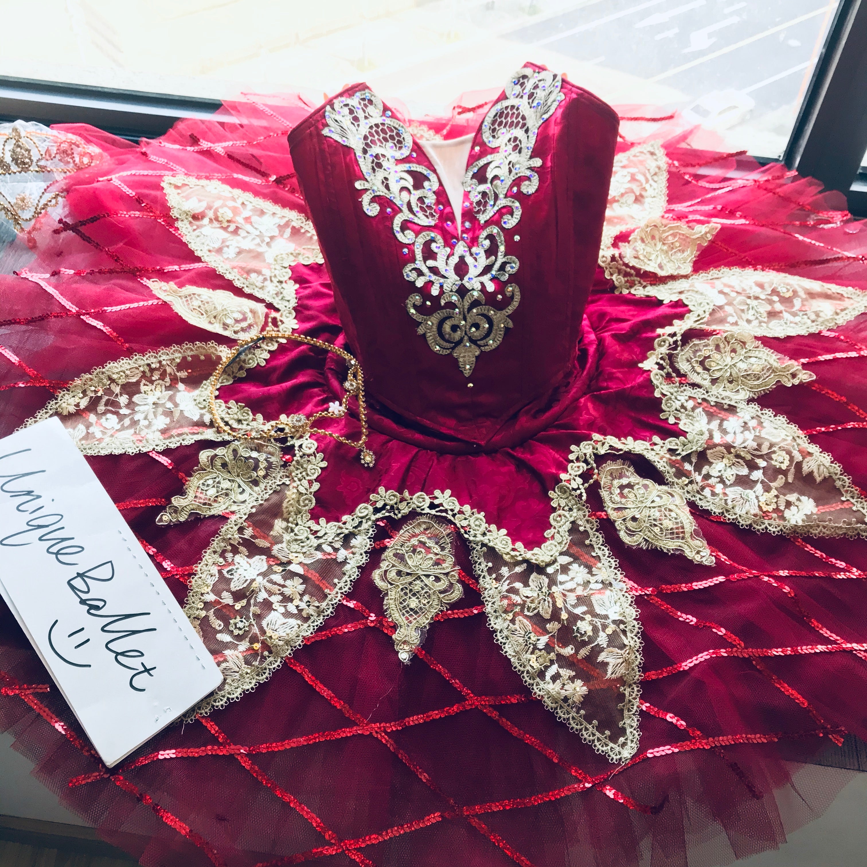 Professional Red Golden Tutu Professional La Esmeralda Le Corsaire Gamzatti Classical Ballet TuTu Costume With Hooks