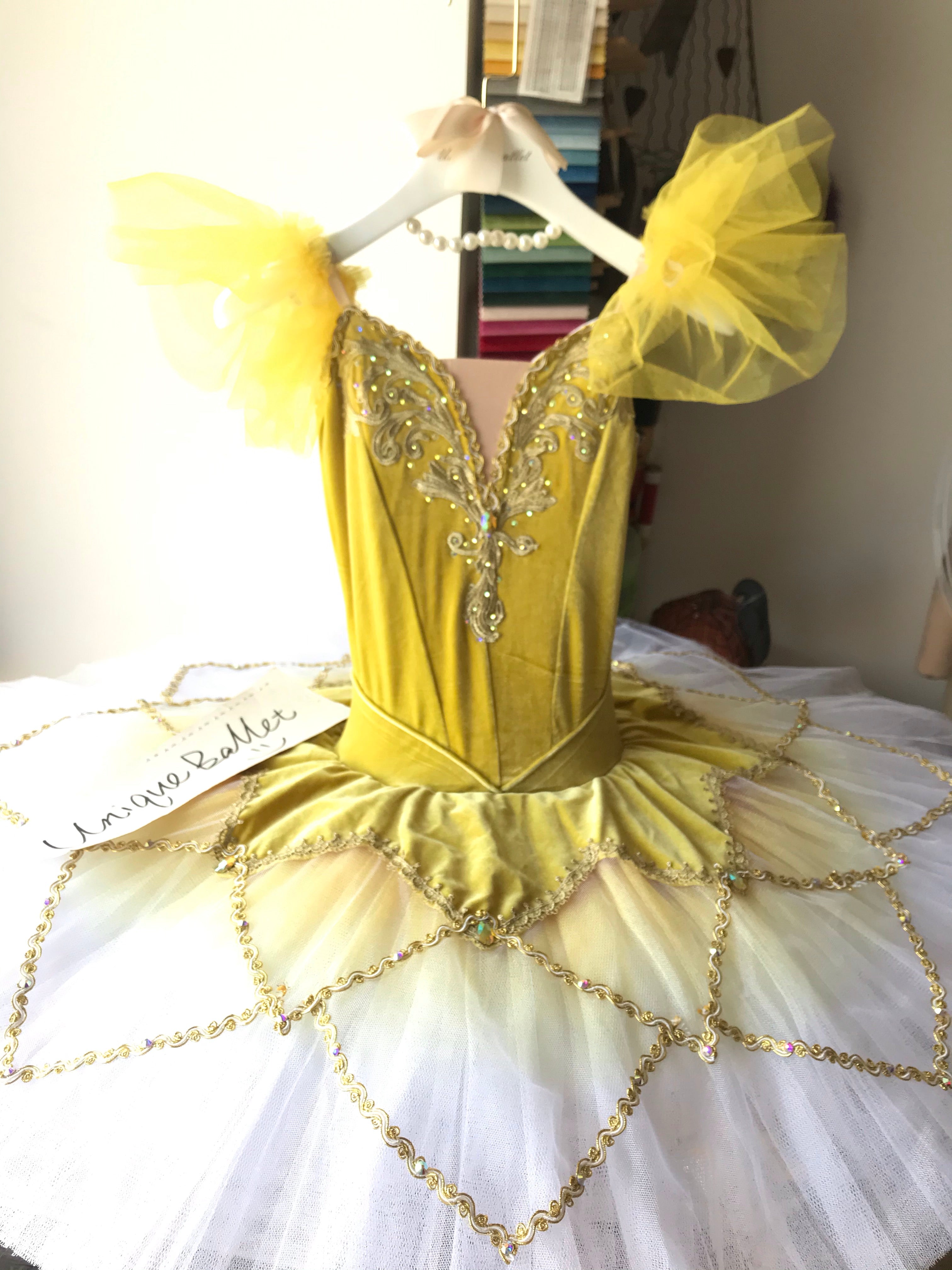 Cost-Effective Professional Pullover Style Sleeping Beauty Yellow Song Bird Musicality Fairy Classical Ballet Platter TuTu Stage Costume