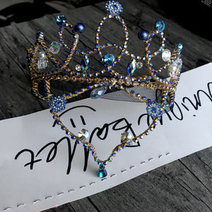 Professional YAGP Handmade Le Corsaire Tiara Blue Bird Princess Golden Crown Headpiece