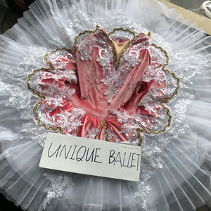 Pink Velvet Floral Trims Classic Ballet TuTu Costume (Unprofessional)-5CPNKSRPETLWHTLAC