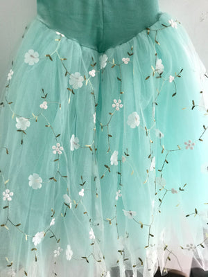 Mint Green White flowers Les Sylphides Long Romantic Ballet TuTu Costume -YL-RMNTGRNLESY