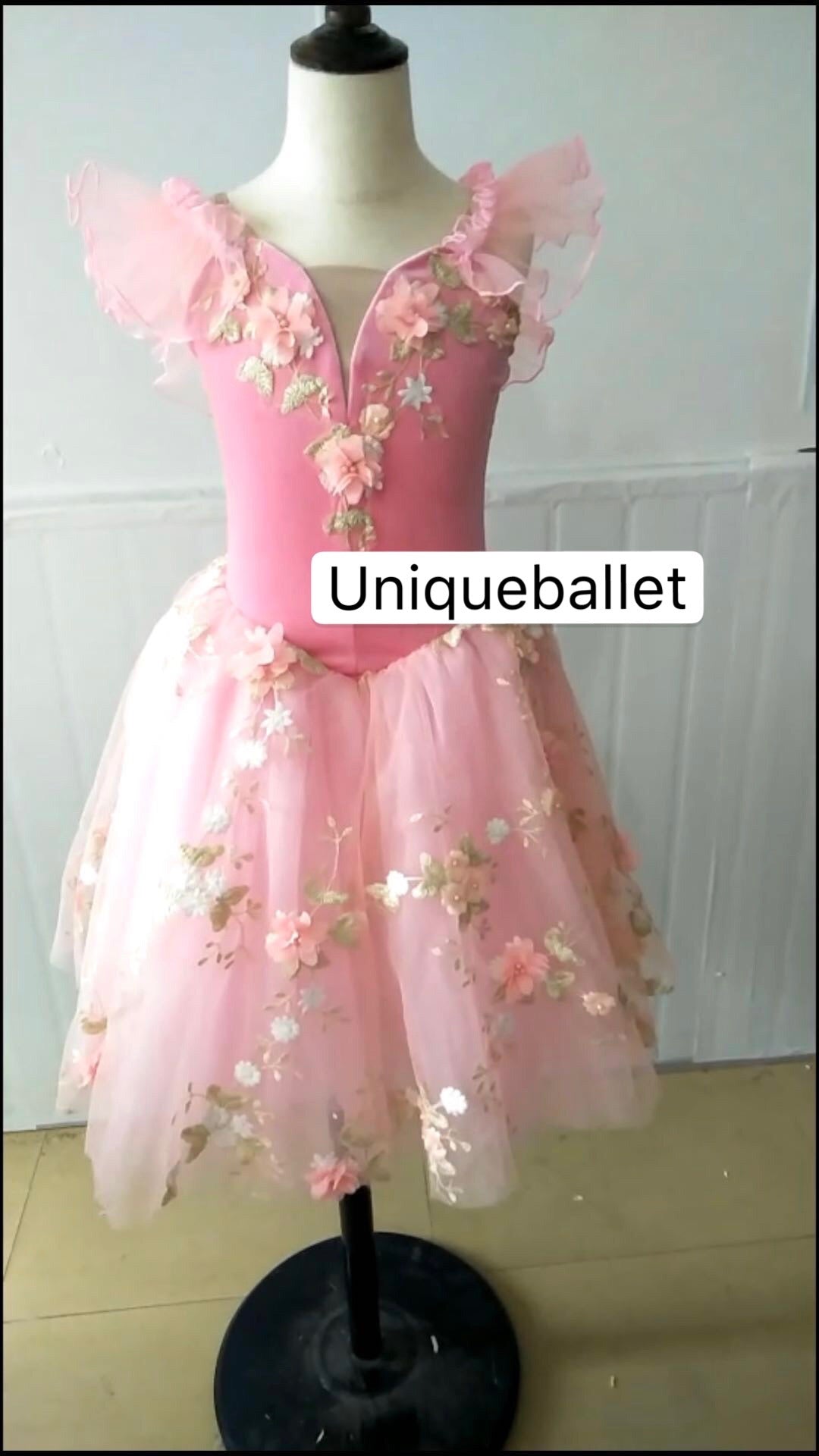 Nutcracker Waltz of the flowers Long Romantic Ballet TuTu Costume-YL-RNUT05FLWLACPNK