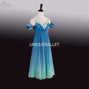 Blue Green Le Corsaire Long Dress Lyrical Ballet Costume YAGP Stage Wear Costume
