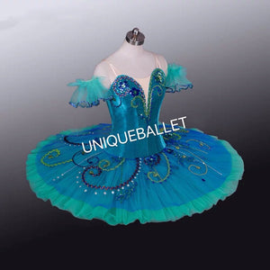 Professional Blue Green Ballet Costume Blue Bird Princess Florine La Esmeralda Ballet Stage Costume Classical Platter Tutu YAGP Dance wear