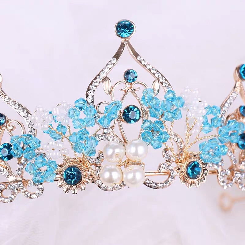Professional Ballet Ice Queen Tiara Blue Crown Head Piece