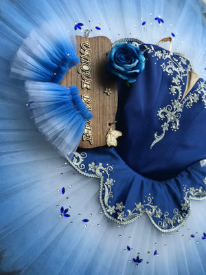 Professional Princess Florine Blue Bird Gradient Classic Ballet Costume Stage Platter Tutu YAGP Costume With Hooks